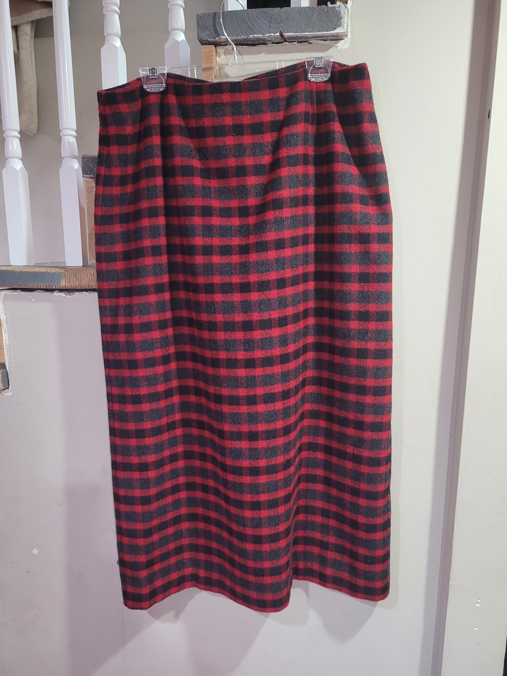 Nine & Co. Red and Black Plaid Midi Skirt
